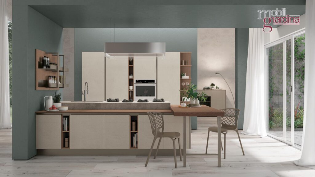 cucina clover con particolari in legno