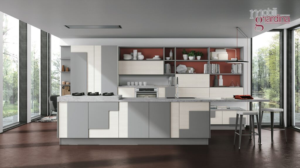 cucina creativa con particolari in grigio