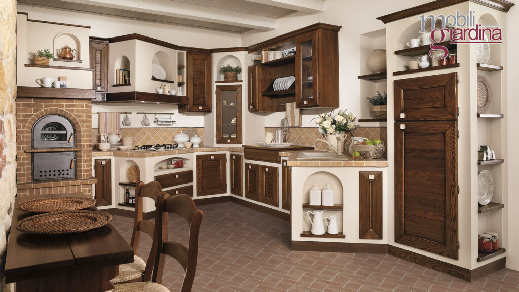 cucina luisa con sportelli in legno scuro