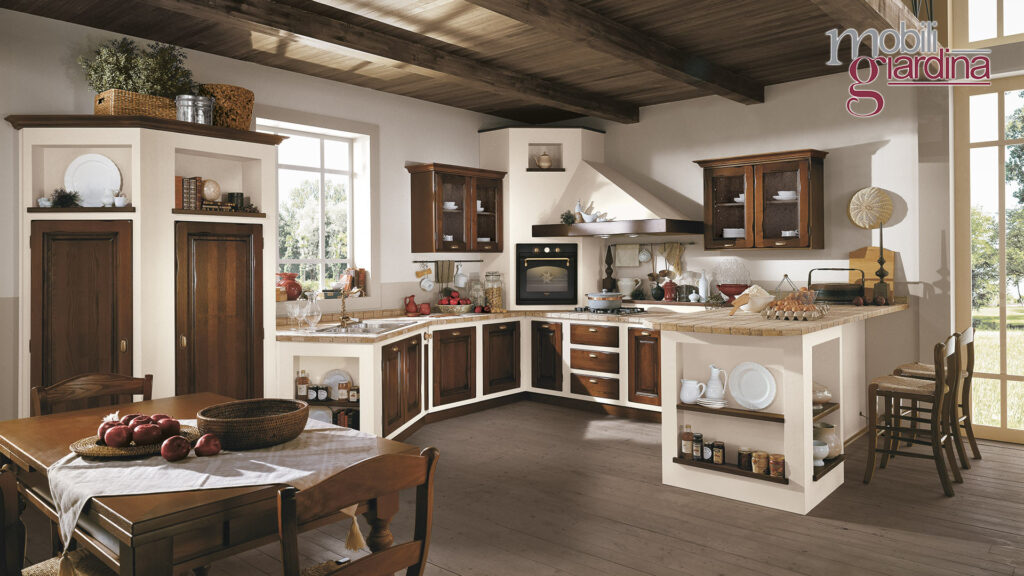 cucina onelia con sportelli in legno scuro